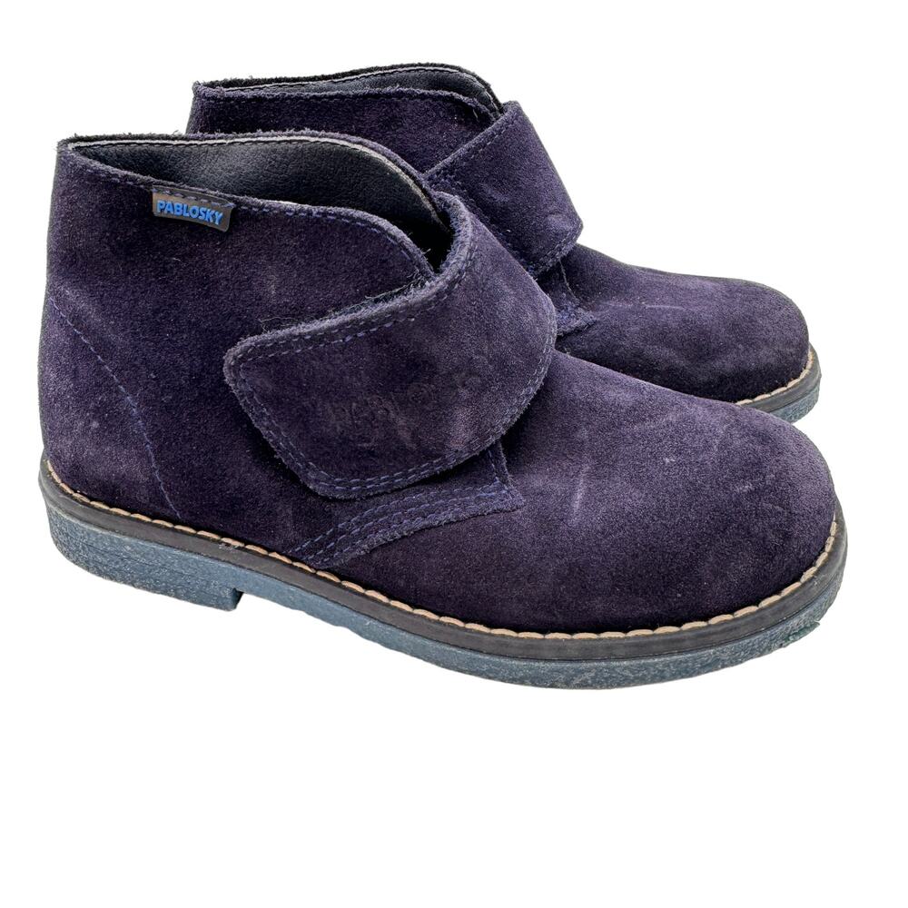 Pablosky Kids Boys Sz EU 29/US 12.5 Suede Blue Dress Leather Ankle Shoes Boots